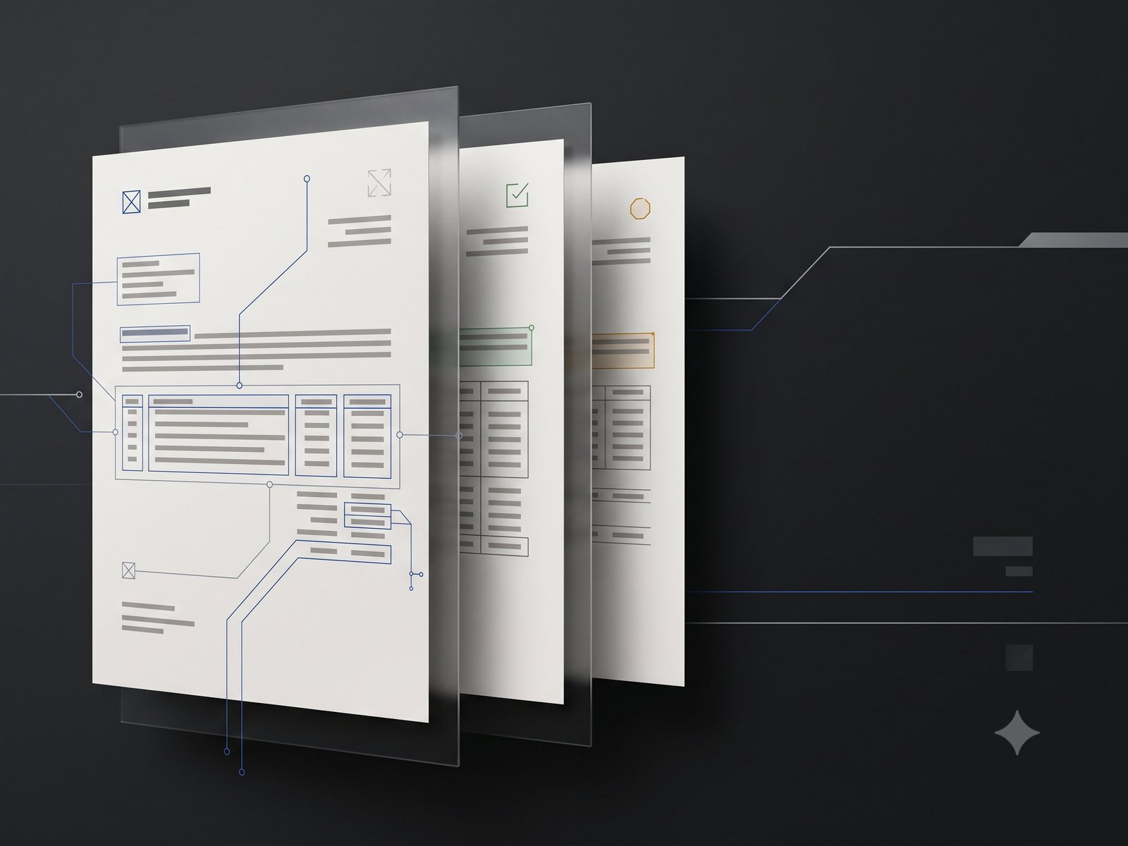 Representación conceptual de documentos, extracción, validación y revisión para procesos empresariales automatizados.